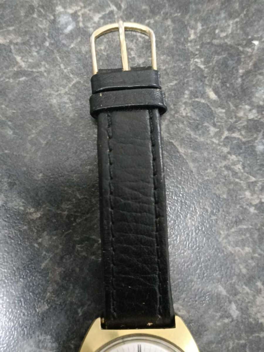 Zenith Sporto Automatic Vintage Watch, Gold Dial, Black Strap