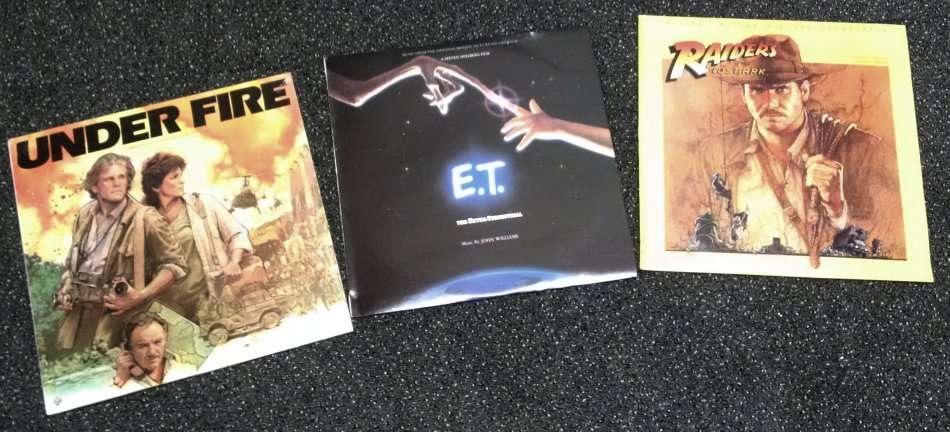 Raiders of the Lost Ark / E.T. The Extra-Terrestrial / Under Fire LPs (J Williams / J Goldsmith)