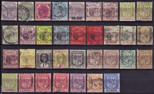 Extensive Mauritius Queen Victoria, King George V & Coat of Arms Used selection - Excellent CV!