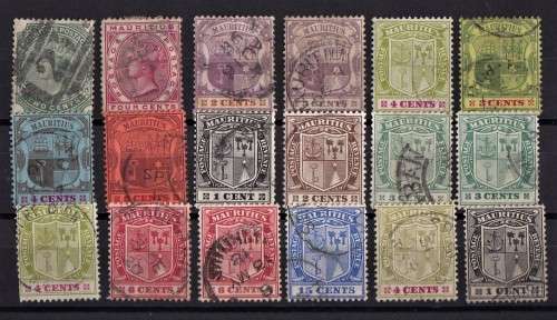 Small Mauritius Queen Victoria & Coat of Arms Used selection - Good CV!