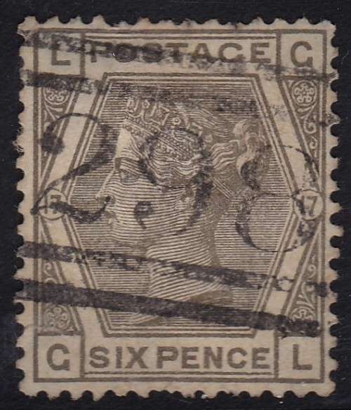 1884 6d Grey SG 161, W49, Plate 17, BONC 298 Cancel Fine Used - High CV = 1500++