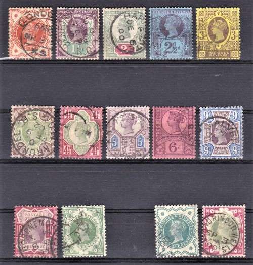 1887 Queen Victoria Full Fine Used Set + Additional 1/2d and 1/- Issues (SG 213/4)= GREAT CV!