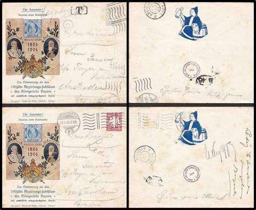 Very Scarce 1906 Bayern Covers "NURNBERG" to "AMSTERDAM" with Excellent Postmarks - See all the SCAN