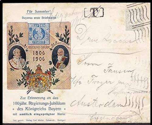 Very Scarce 1906 Bayern Covers "NURNBERG" to "AMSTERDAM" with Excellent Postmarks - See all the SCAN