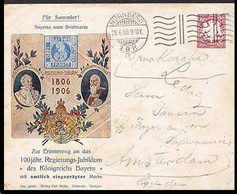 Very Scarce 1906 Bayern Covers "NURNBERG" to "AMSTERDAM" with Excellent Postmarks - See all the SCAN