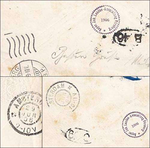 Very Scarce 1906 Bayern Covers "NURNBERG" to "AMSTERDAM" with Excellent Postmarks - See all the SCAN