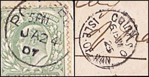 Very Scarce 1907 "POLPERRO" to "COLBY_ISLE OF MAN" = Postmark Missing the Month/Year