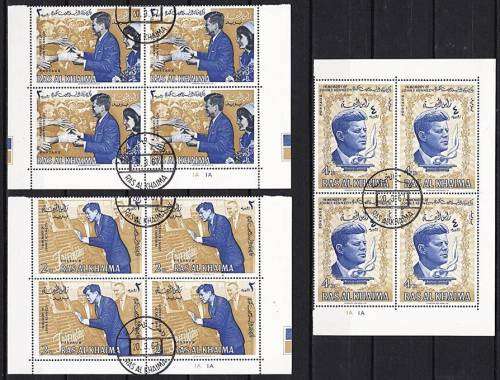 1967 Ras Al Kaima Part Sheets - 50th Anniversary of Pres Kennedy`s Birth - Scarce as VFU