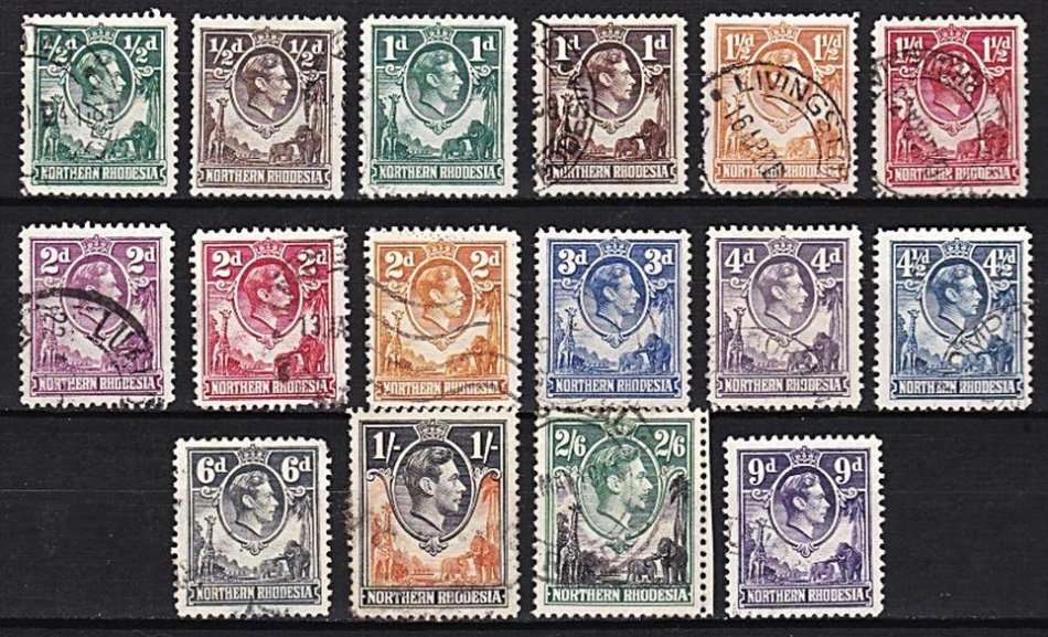 1938 Northern Rhodesia KGVI Short VFU Set to 2/6
