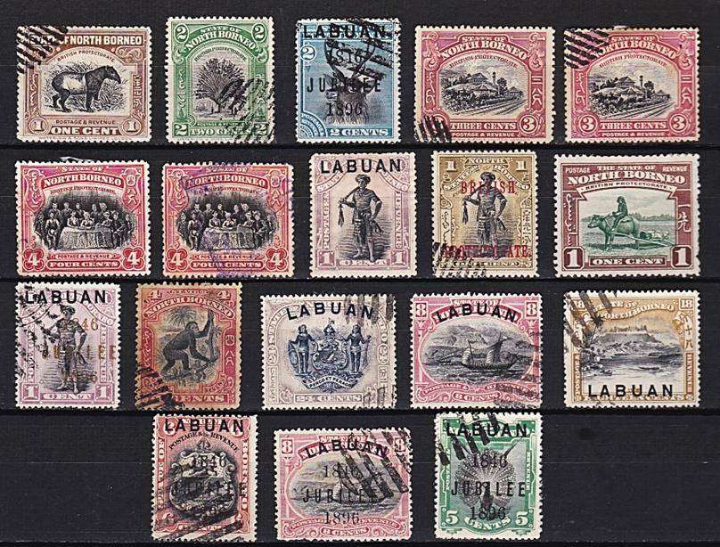 Rare North Borneo & Labuan VFU Overprint issues!