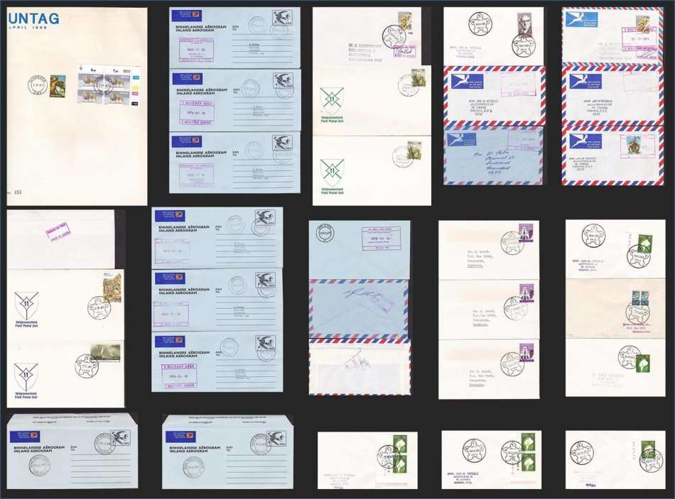 S.A. Bush War:  29 x "FIELD POST OFFICE" Covers - Various Locations - 1 x Large UNTAG Cover