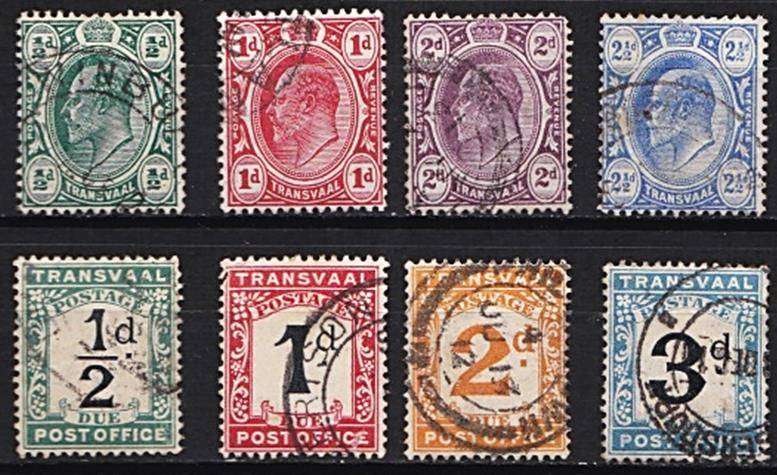 Transvaal KEVII VFU short set to 2/6 + 1905 VFU Set + Postage Dues