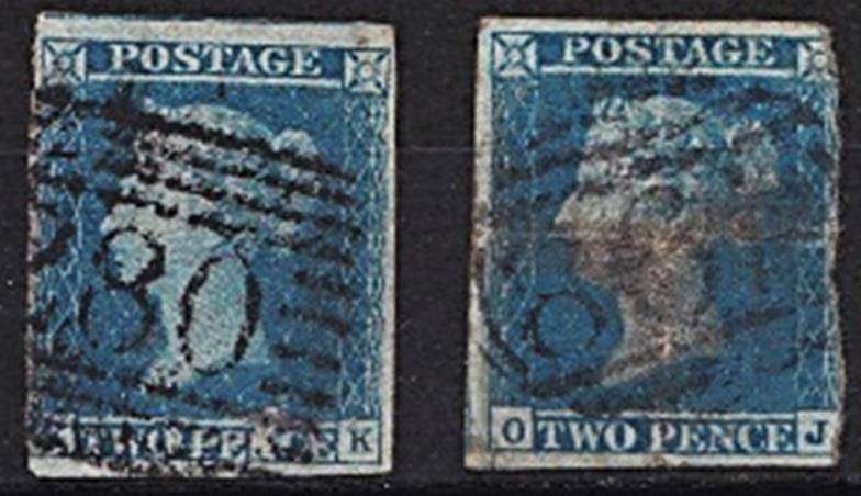 2 x 1841 GBR QV 2d Blue (SG 13) Imperf Issues - CV - R5,000+ (1 Good, 1 Fair/Poor)