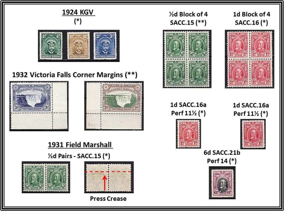 Southern Rhodesia Mint (*) & UMM (**) Selection - CV = ±R2,000+ See Scans & Description