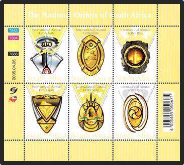 2005 RSA UMM (**) MS - The National Orders of SA (6 x International Airmail Letter Rate)  CV  R300