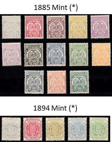 1885 Transvaal Full Mint (*) Set to 5 Pounds  and  1894 Full Mint (*) Set  - Hinge Rem