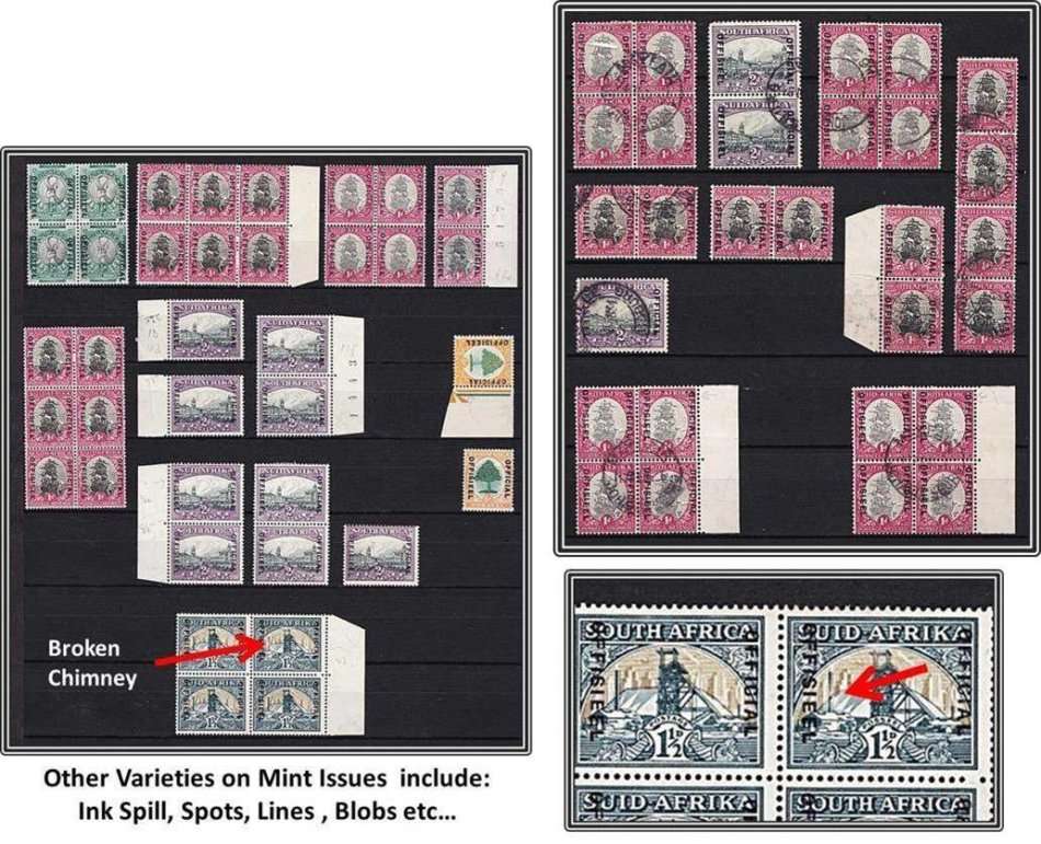 Fine Selection of Union "OFFICIAL" - Multiples & Scarce Broken Chimney Var on 1½d.