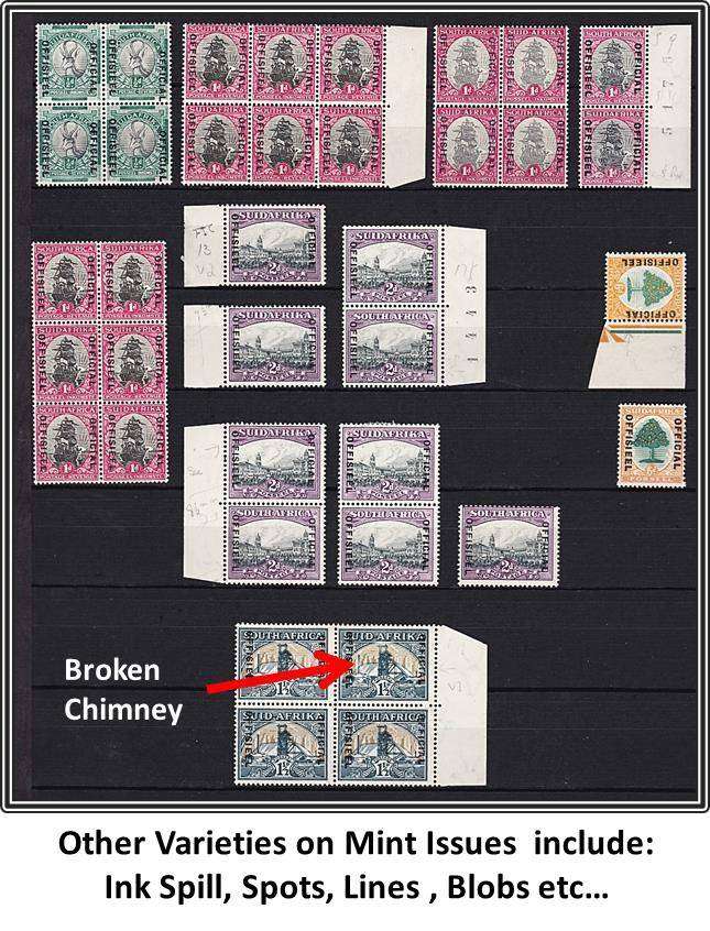 Fine Selection of Union "OFFICIAL" - Multiples & Scarce Broken Chimney Var on 1½d.