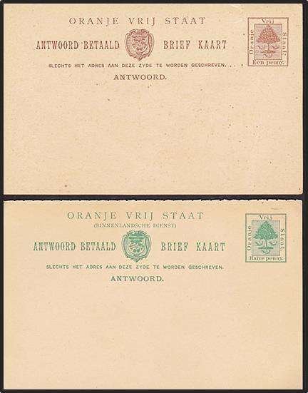 4 x Prepaid OFS Prepaid Postcards - 2 x 1897 & 1898 Used Postcards sent from "BLOEMFONTEIN"