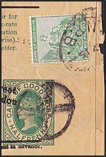 CoGH Newspaper Wrapper - Cape Town to London (1d extra Postage) - Fantastic TARGET Obliterator