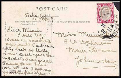 1905 Transvaal Postcard `FALLS NEAR PORT HERALD with 1d KEVII SACC.251/267 (corner damage).