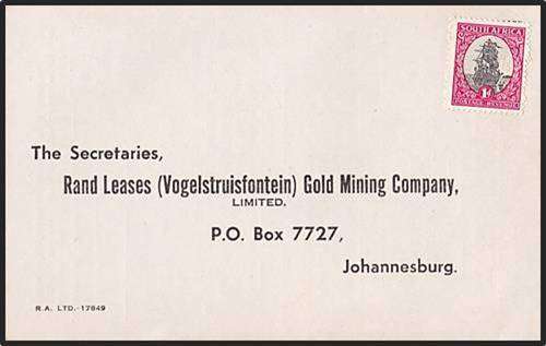 Very Rare VOGELSTRUISFONTEIN - Mining Proxy (Return) Card  - UNUSED