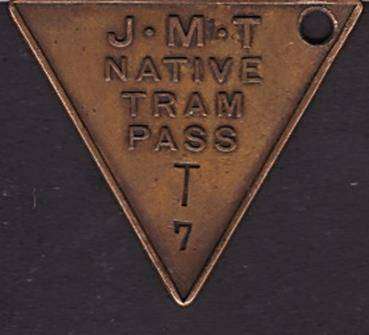 Rare "J.M.T. NATIVE TRAM PASS_T_7" (Johannesburg Municipal Tramway)