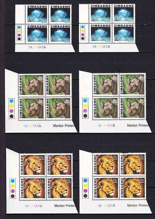 1980 Zimbabwe UMM (**) Full Set in A & B Controls Including High Value 40c A/B *** CV = $200+++  ***