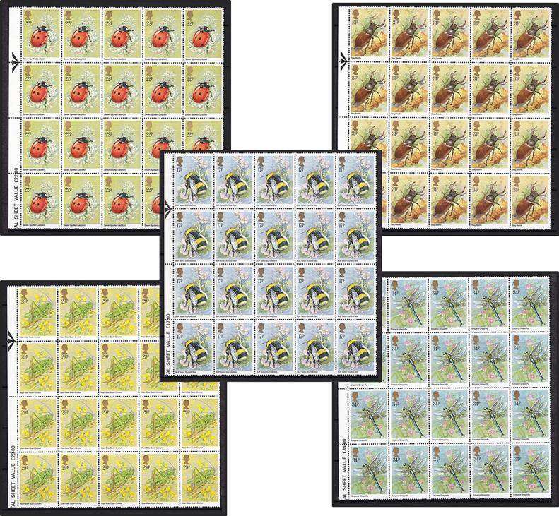 1986 GBR UMM (**) Set in Multiples - "Insects" *** CV= £65+ (R1,300+) ***