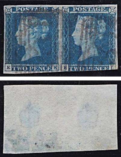 1841 2 Penny Blue Imperf PAIR, Light Cancel, Beautiful Example *** CV = R3,750+ ***