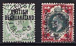 Bechuanaland 1/- Queen Victoria (SACC.37) & 1/-KEVII (SACC.69)  *** CV = R2,500+++ ***