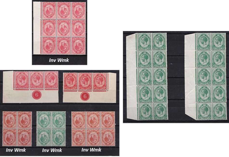 1913 KGV Union of South Africa UMM/MM Numbered-, Multiple- & Marginal Blocks *** CV = R3,000++ ***