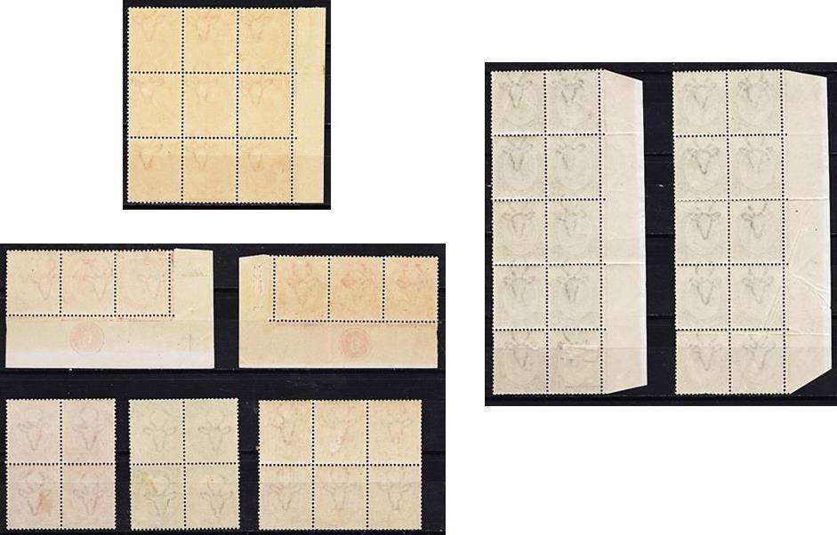 1913 KGV Union of South Africa UMM/MM Numbered-, Multiple- & Marginal Blocks *** CV = R3,000++ ***