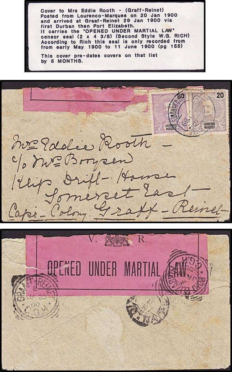 1900 Boer War Cover: LM to Graff-Reinet via Durban & Port Elizabeth - FANTASTIC POSTAL HISTORY ITEM