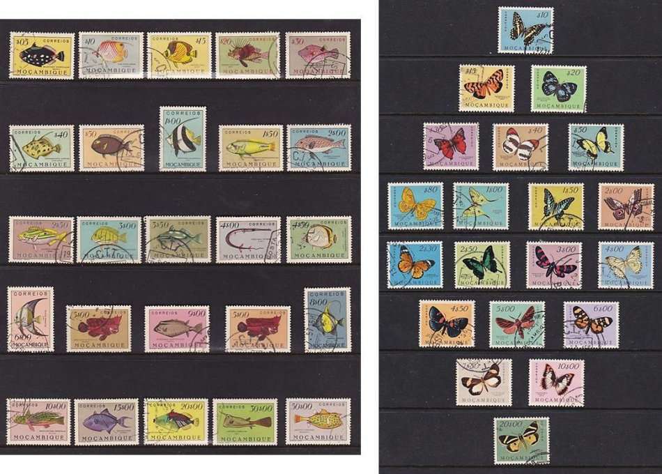 1951 & 1953 Mozambique Fishes & Butterflies VFU Complete Sets *** CV = $50++ ***