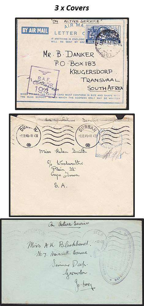 6 x WWII On Active Service, Censored etc Covers -  3 x Covers & 3 x Fronts