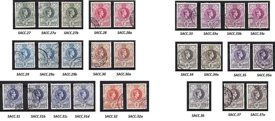 1938 Swaziland KGVI VFU P.13½ x13, P.14 & P13½ x14 Issues - SEE SCANS *** CV = R3,500+ ***
