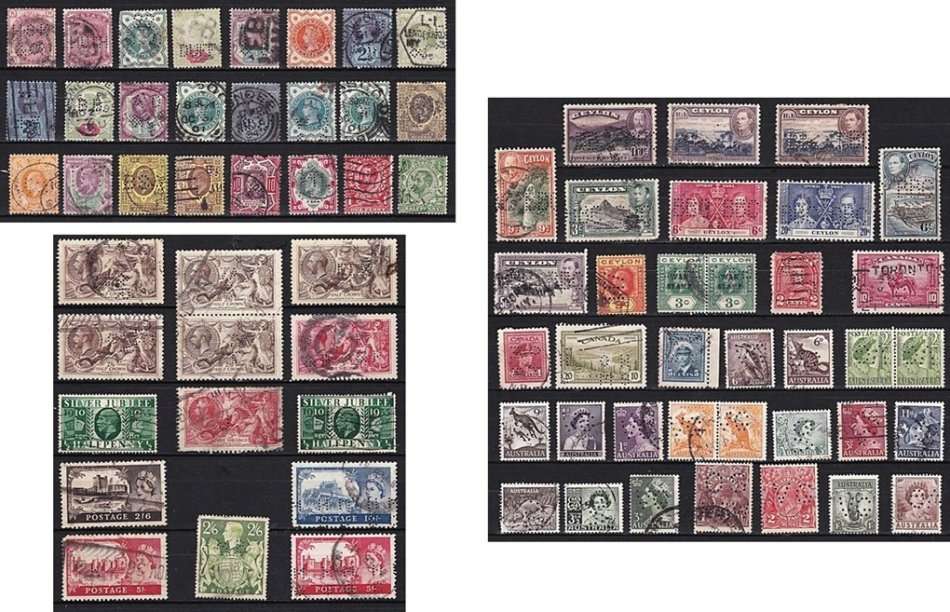 *** PERFINS *** Early GBR, Ceylon & Austrialia *** GREAT STUDY LOT ***
