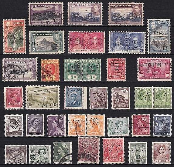 *** PERFINS *** Early GBR, Ceylon & Austrialia *** GREAT STUDY LOT ***