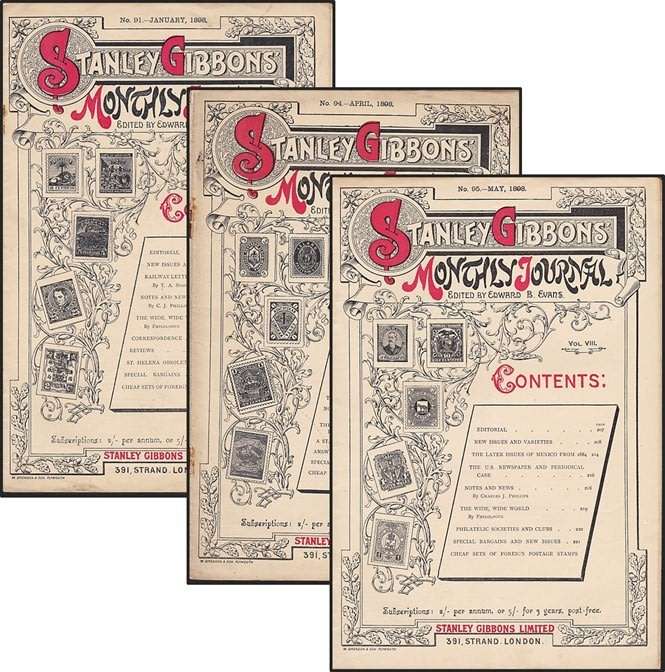 VERY SCARCE - 1898 COMPLETE Stanley Gibbons Monthly Journals x 3 - No.91/No.94/No.95