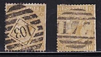 SCARCE 1867-80 GBR QV 9d Straw, SG.110 -1st Imperf Margin, 2nd as Sample   *** CV = £550+ ***