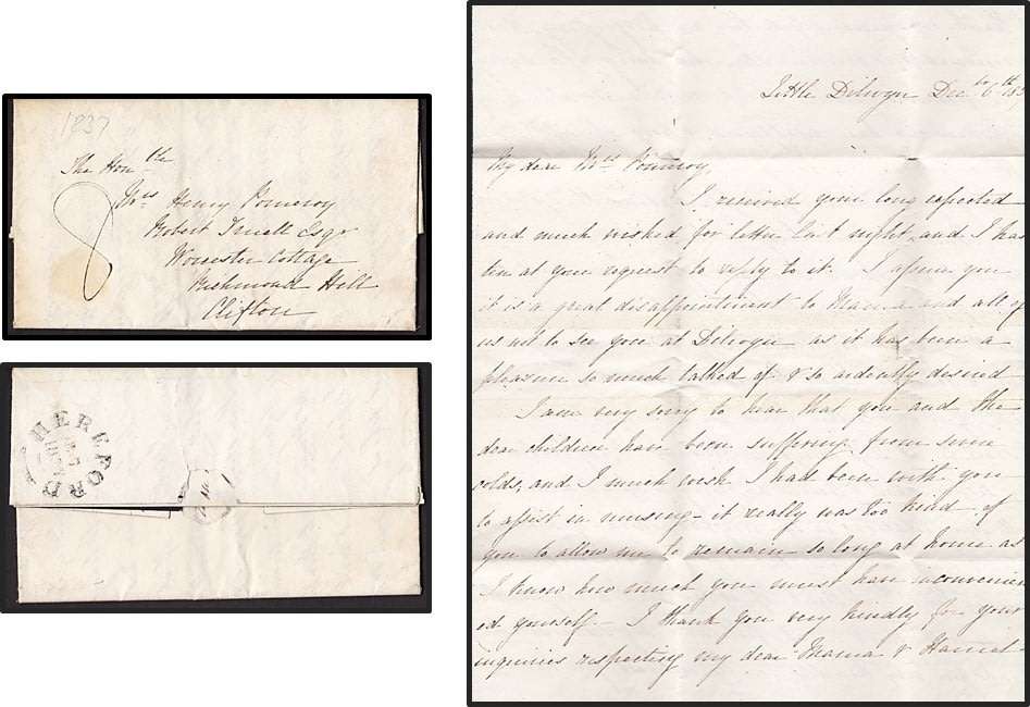 1837 GBR Pre-Stamp Full Letter to "HEREFORD" *** SEE SCANS ***
