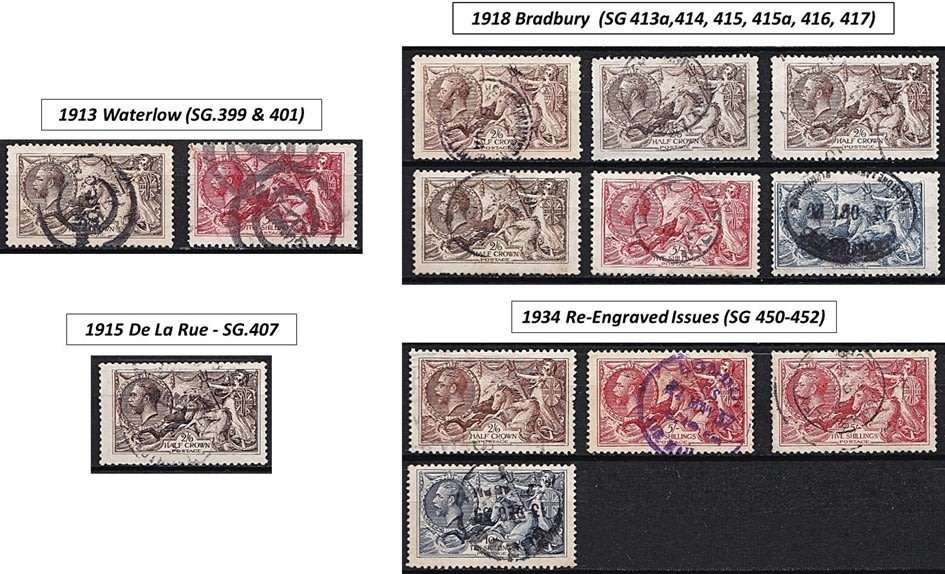 4 x GBR Seahorses Sets to - (Waterlow, De La Rue & Bradbury) - See Scans *** CV = R34,000 ***