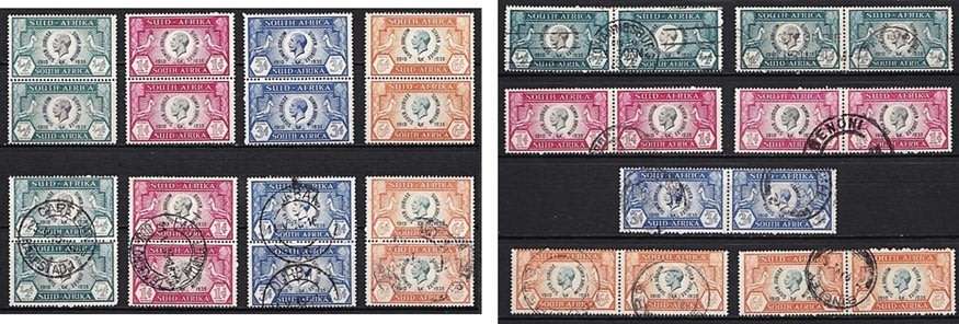 1935 Union KGV Silver Jubilee VFU Pairs (Vert/Hor) UMM (**) & VFU Shades *** CV = R3,500+ ***