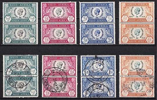 1935 Union KGV Silver Jubilee VFU Pairs (Vert/Hor) UMM (**) & VFU Shades *** CV = R3,500+ ***