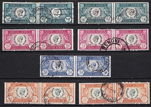 1935 Union KGV Silver Jubilee VFU Pairs (Vert/Hor) UMM (**) & VFU Shades *** CV = R3,500+ ***
