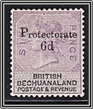1888 Bechuanaland QV Protectorate 6d surcharge on 6d Lilac & Black Mint (*)   *** CV = R2,000 ***
