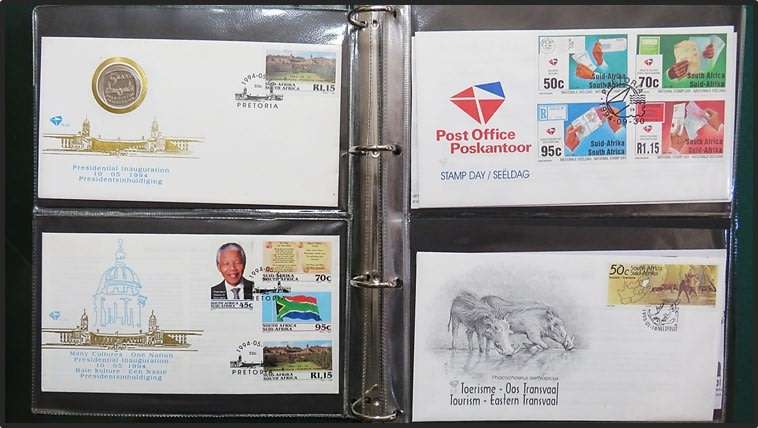 R.S.A. 6th Series Covers including Inauguration & COIN Covers (50+ Different Covers)  in Ringbinder