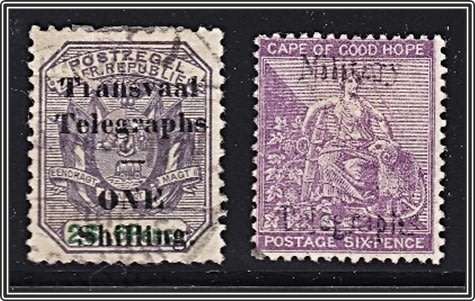 Transvaal Telegraphs Surcharge on 2/6 Z.A.R. & MILITARY TELEGRAPHS Opt on 6d GoGH  *** SCARCE ***