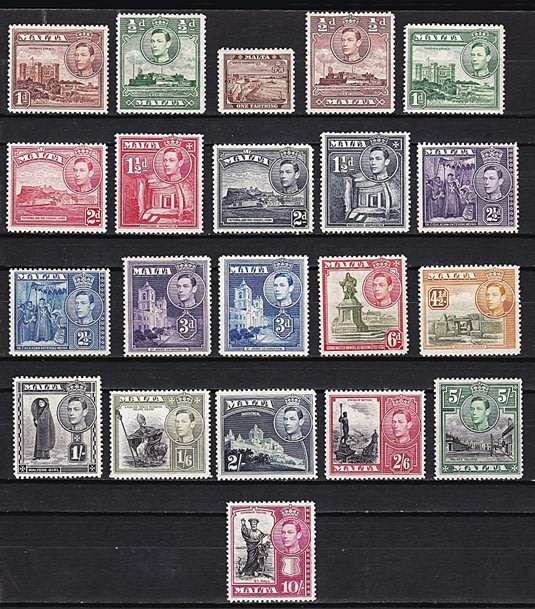 1938 Malta KGVI Full MM (*) Set of 21  *** CV = R1,500+ ***